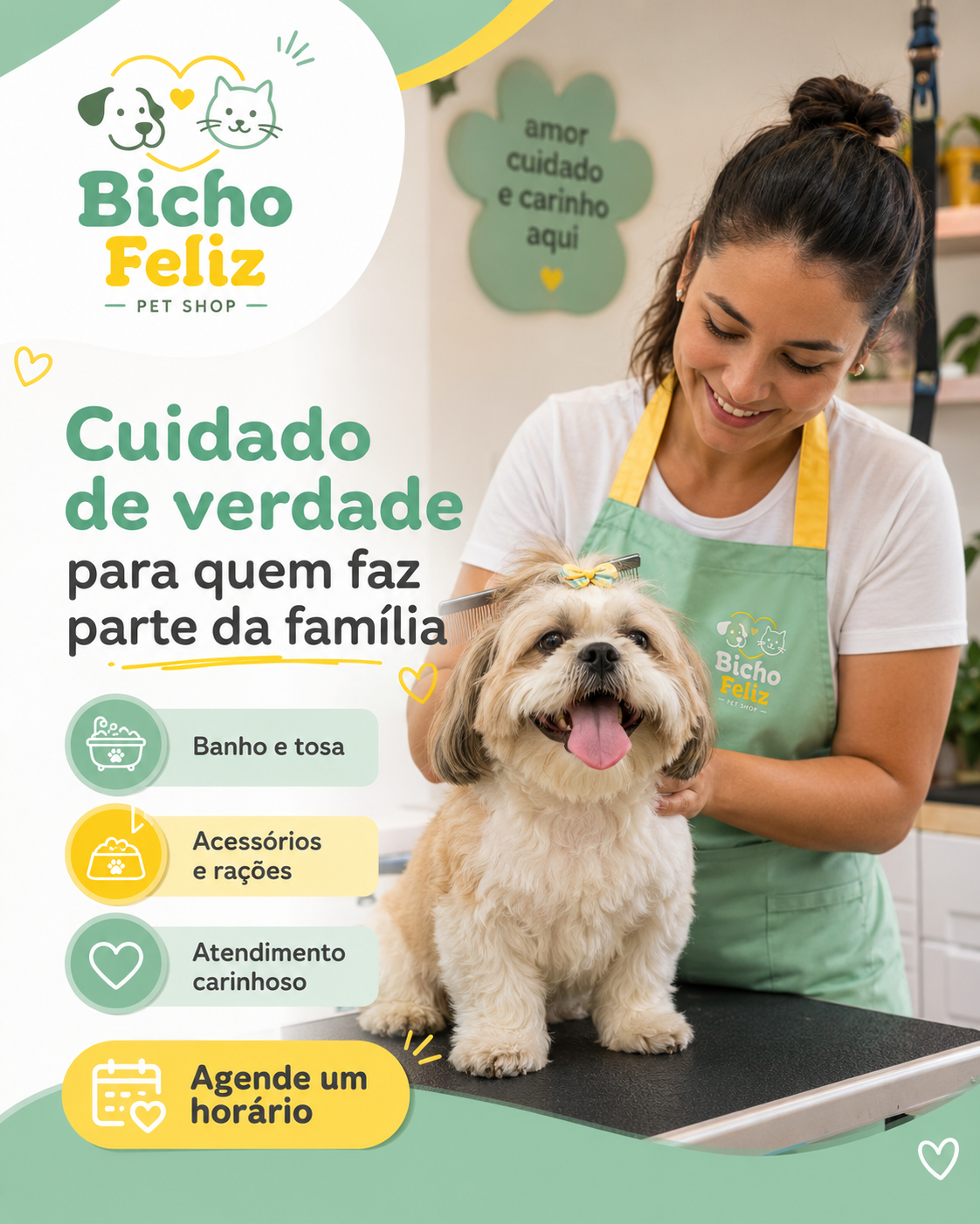 cuidado e carinho para o seu bicho